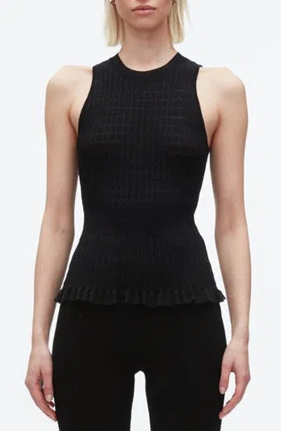 3.1 Phillip Lim Ruffled Ribbed-knit Tank In Black