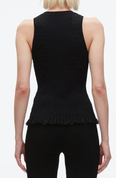 3.1 Phillip Lim Ruffled Ribbed-knit Tank In Black