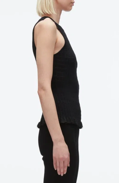 3.1 Phillip Lim Ruffled Ribbed-knit Tank In Black
