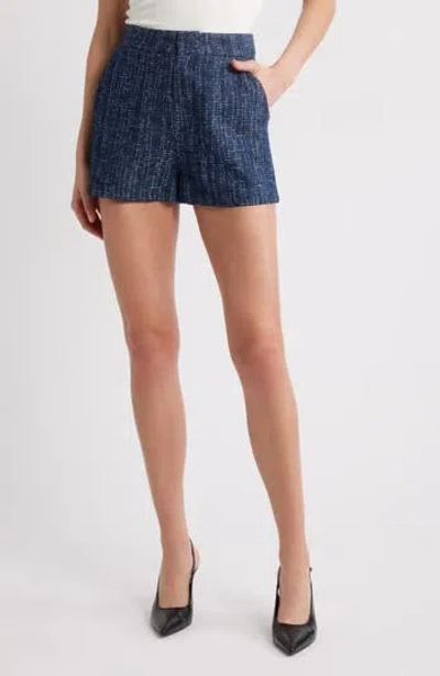 Frame Womens Indigo Tweed Regular-fit Mid-rise Cotton Shorts In Blue
