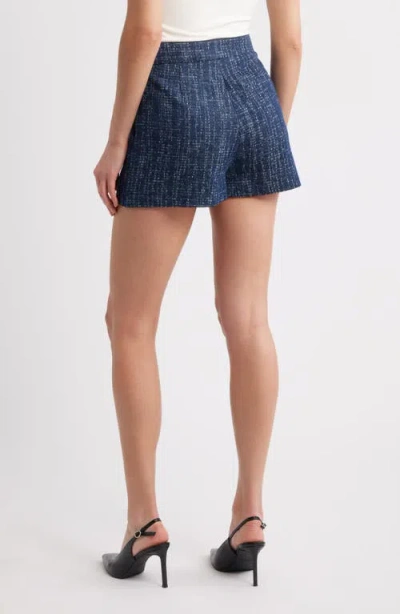 Frame Womens Indigo Tweed Regular-fit Mid-rise Cotton Shorts In Blue