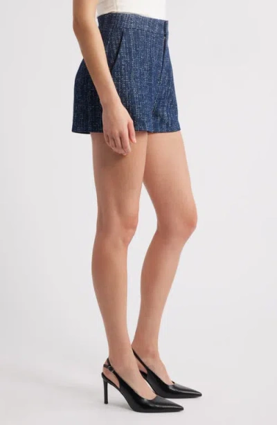 Frame Womens Indigo Tweed Regular-fit Mid-rise Cotton Shorts In Blue