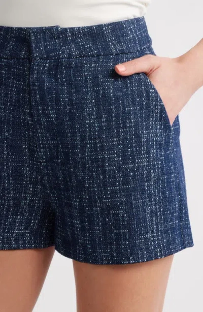 Frame Womens Indigo Tweed Regular-fit Mid-rise Cotton Shorts In Blue