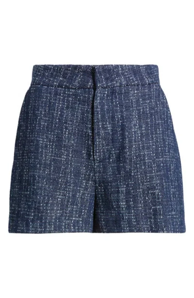 Frame Womens Indigo Tweed Regular-fit Mid-rise Cotton Shorts In Blue