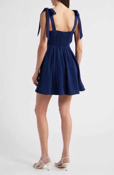 Sam Edelman Tie Strap A-line Minidress In Blue