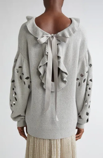 Ulla Johnson Vanessa Cutout Pullover Sweater In Gray