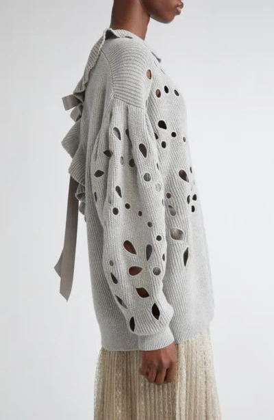 Ulla Johnson Vanessa Cutout Pullover Sweater In Gray