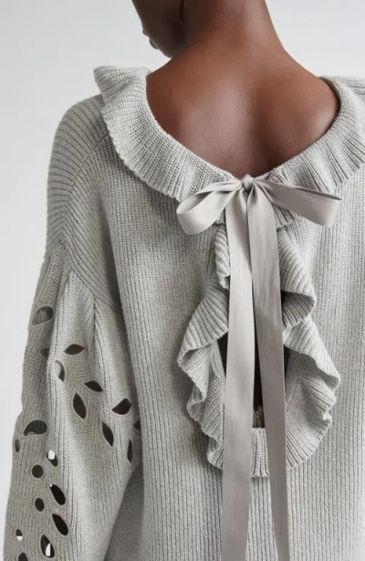 Ulla Johnson Vanessa Cutout Pullover Sweater In Gray