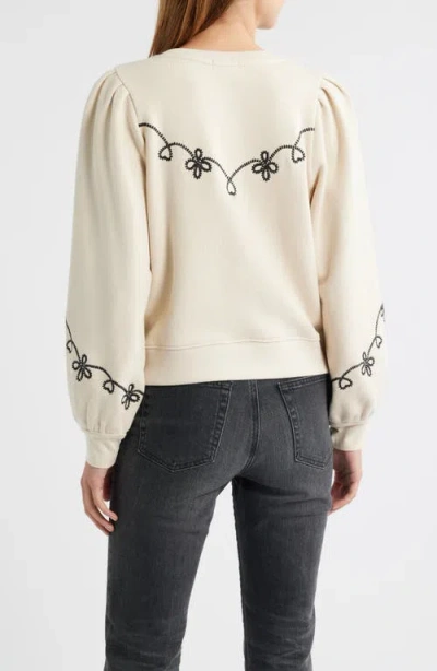 Rails Hanne Embroidered Half-placket Sweatshirt In Sand