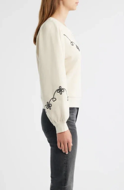 Rails Hanne Embroidered Half-placket Sweatshirt In Sand