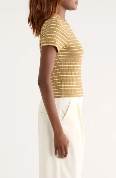 Rag & Bone Luca Stripe Rib Baby T-shirt In Brown