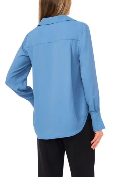 Halogen ® Split Cuff Button-up Top In Blue