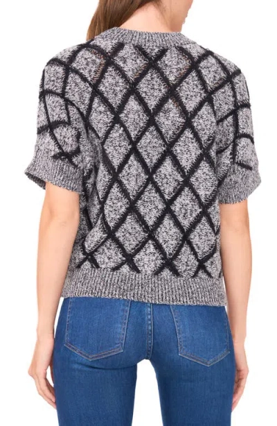 Halogen ® Short Sleeve Diamond Stitch Sweater In Gray