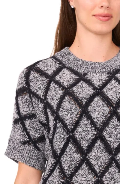 Halogen ® Short Sleeve Diamond Stitch Sweater In Gray