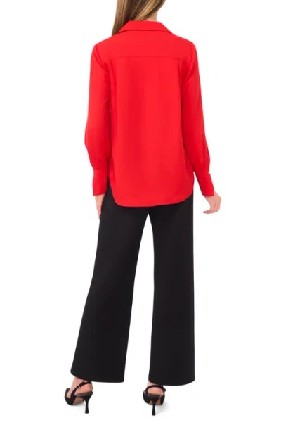 Halogen ® Split Cuff Button-up Top In Red