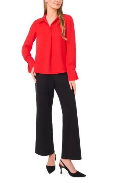 Halogen ® Split Cuff Button-up Top In Red