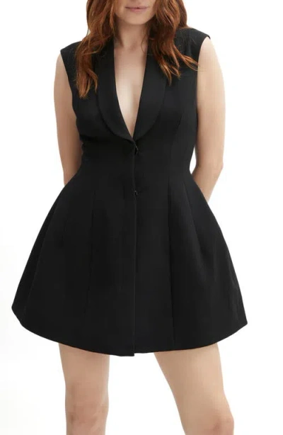 Bardot Destene Sleeveless V-neck Blazer Mini Dress In Black