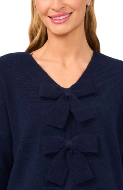 Cece Bow Front Sweter In Blue
