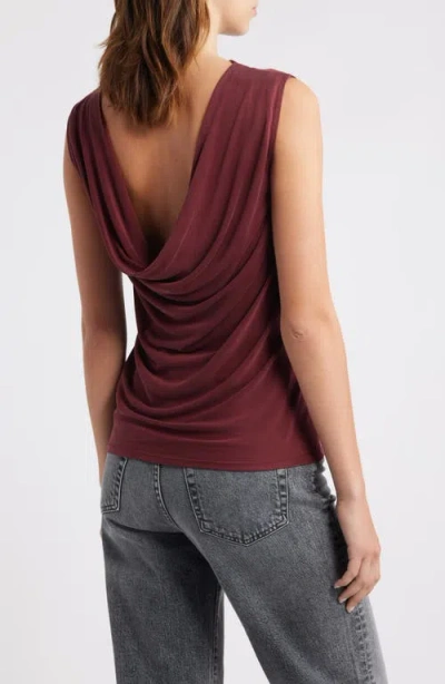 Wayf Celeste Drape Back Top In Burgundy