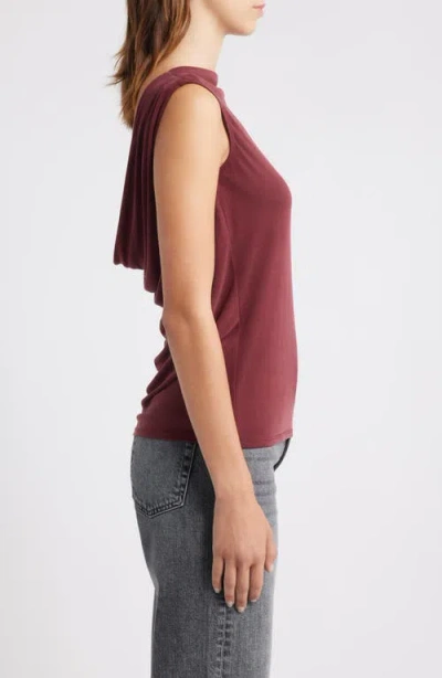Wayf Celeste Drape Back Top In Burgundy