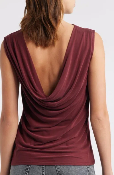 Wayf Celeste Drape Back Top In Burgundy
