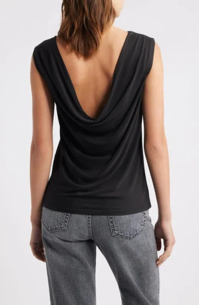 Wayf Celeste Drape Back Top In Black
