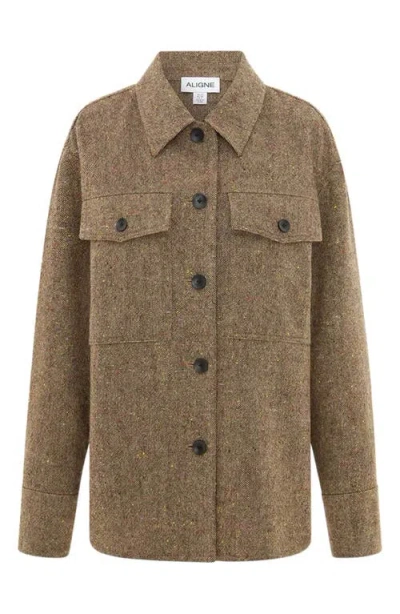 Aligne Charlie Wool Overshirt In Brown