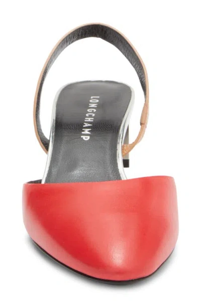 Longchamp Slingback Pump In Red