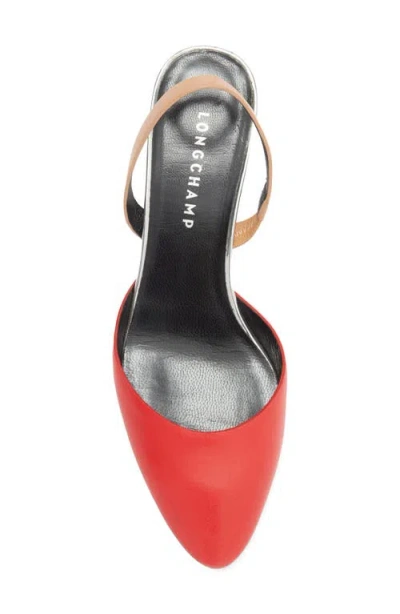 Longchamp Slingback Pump In Red