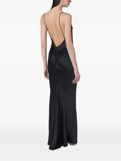The Andamane Ninfea Dress Low Back Ruched Draping In Black