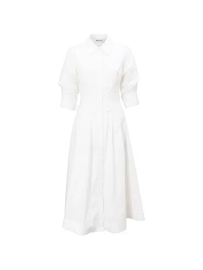 Simkhai Jazz Pleated Cotton-blend Poplin Midi Shirt Dress In White