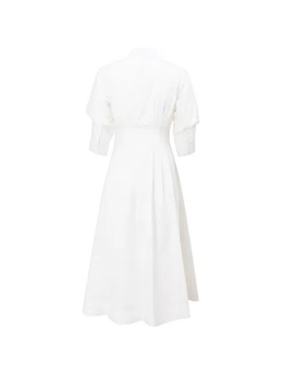 Simkhai Jazz Pleated Cotton-blend Poplin Midi Shirt Dress In White