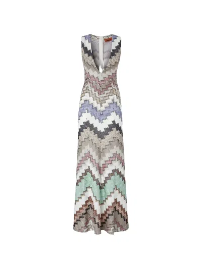 Missoni Striped Metallic Crochet-knit Maxi Dress In Multi