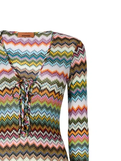 Missoni Chevron-pattern Tie Beach Dress In Multi