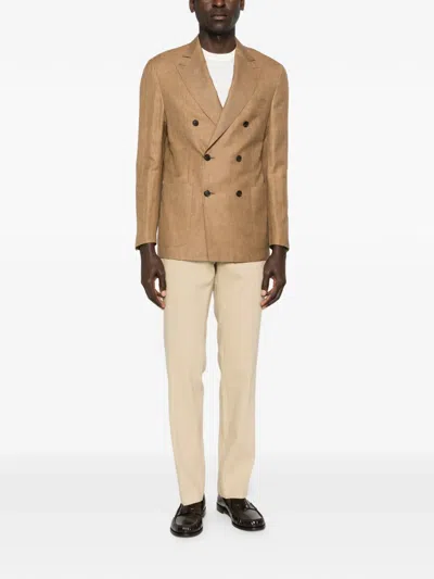 Corneliani Double-breasted Blazer In Gold