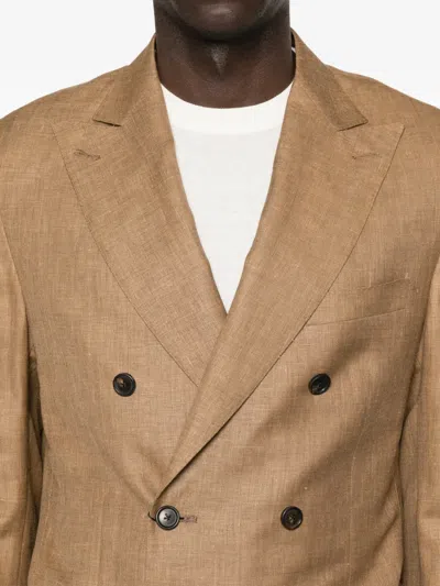 Corneliani Double-breasted Blazer In Gold