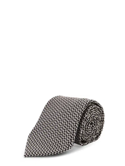 Tom Ford Silk Patterned Tie In Brown