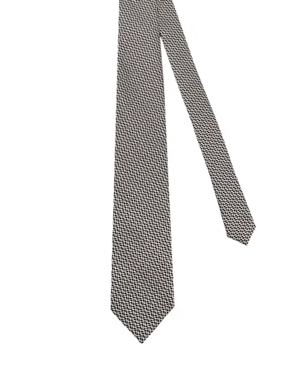 Tom Ford Silk Patterned Tie In Brown