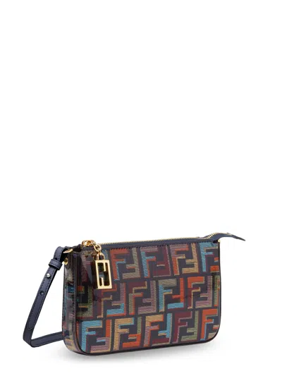 Fendi Multicolour Glazed Ff Fabric Baguette Pouch With Chain In Multi