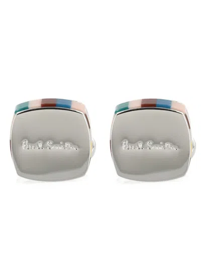 Paul Smith Striped-pattern Cufflinks In Brown
