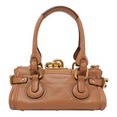 Chloé Paddington Brown Handbag With Two Top Handles And Padlock On The Front In Leather Woman In Orange