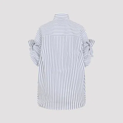 Balenciaga Women White Shirt With Button-down Collar Striped Motif And Front Pocket In Cotton Woman In Multi