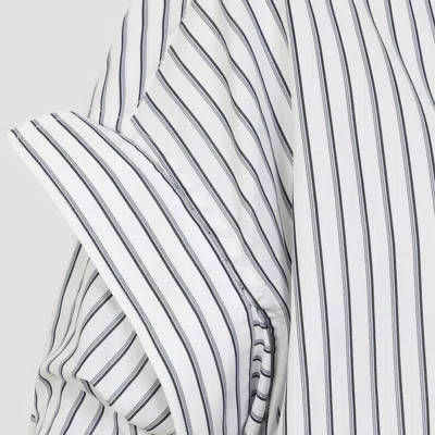 Balenciaga Women White Shirt With Button-down Collar Striped Motif And Front Pocket In Cotton Woman In Multi
