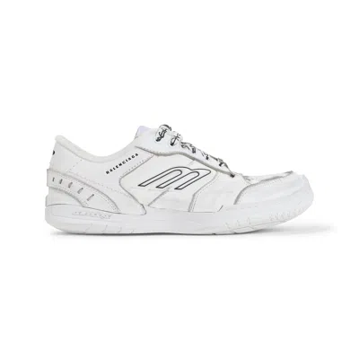 Balenciaga Women Hamptons Worn-out Leather Low-top Sneakers In Neutral