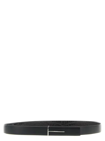 Tom Ford Reversible Python-print Buckle Belt In Black