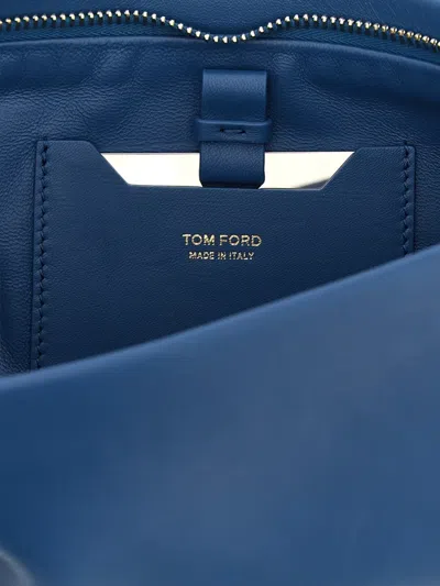 Tom Ford Rectangular Clutch Bag Circular Bangle Handle In Blue