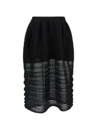 Issey Miyake Black December Moving Knit Midi Skirt