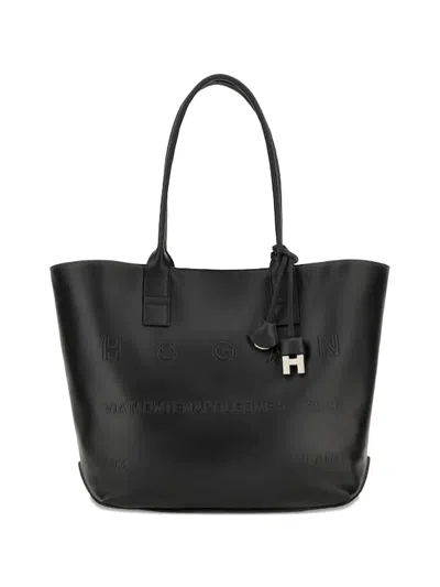 Hogan Address Shopping Bag Small In Black