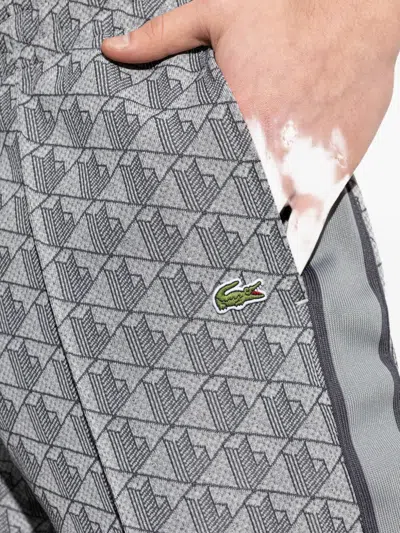Lacoste Patterned Track Pants In Gray