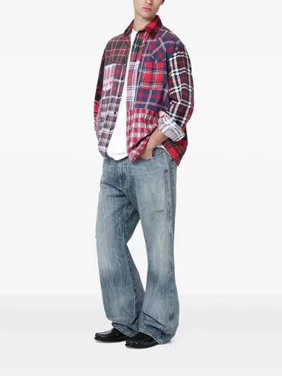 Needles Cotton Patchwork Check Shirt In Multi